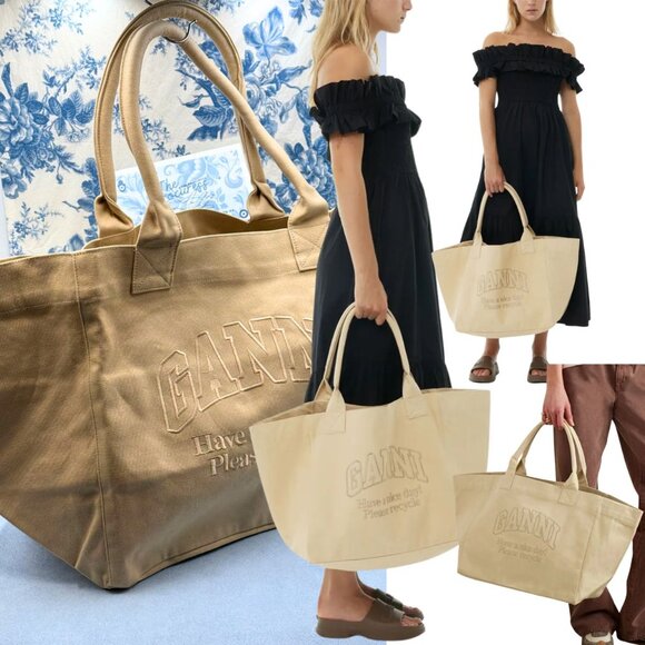 Ganni Handbags - 🆕 GANNI 🧿 NWOT Oversized XXL Canvas Tote Bag